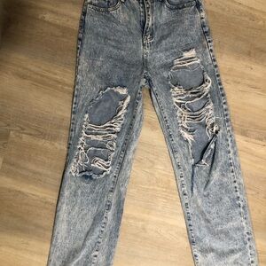Distressed Blue Jeans